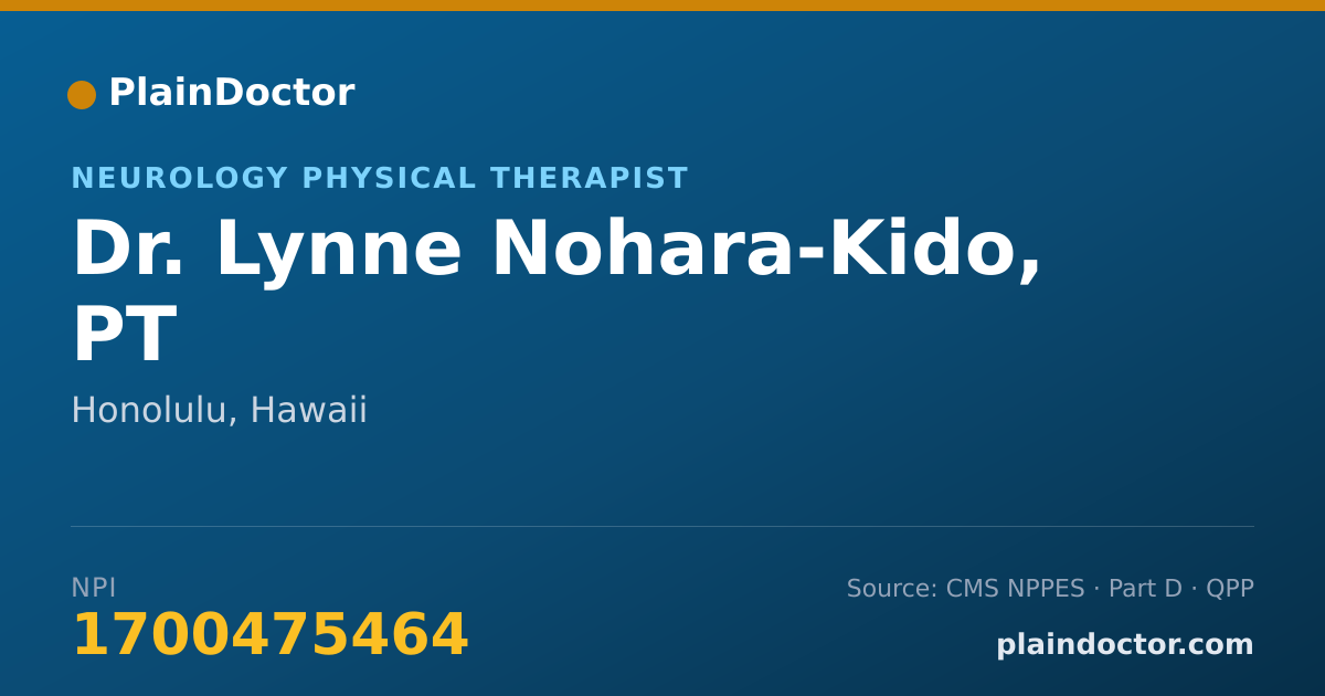 Shareable card for Lynne Nohara-Kido, PT - Neurology Physical Therapist, Honolulu, HI