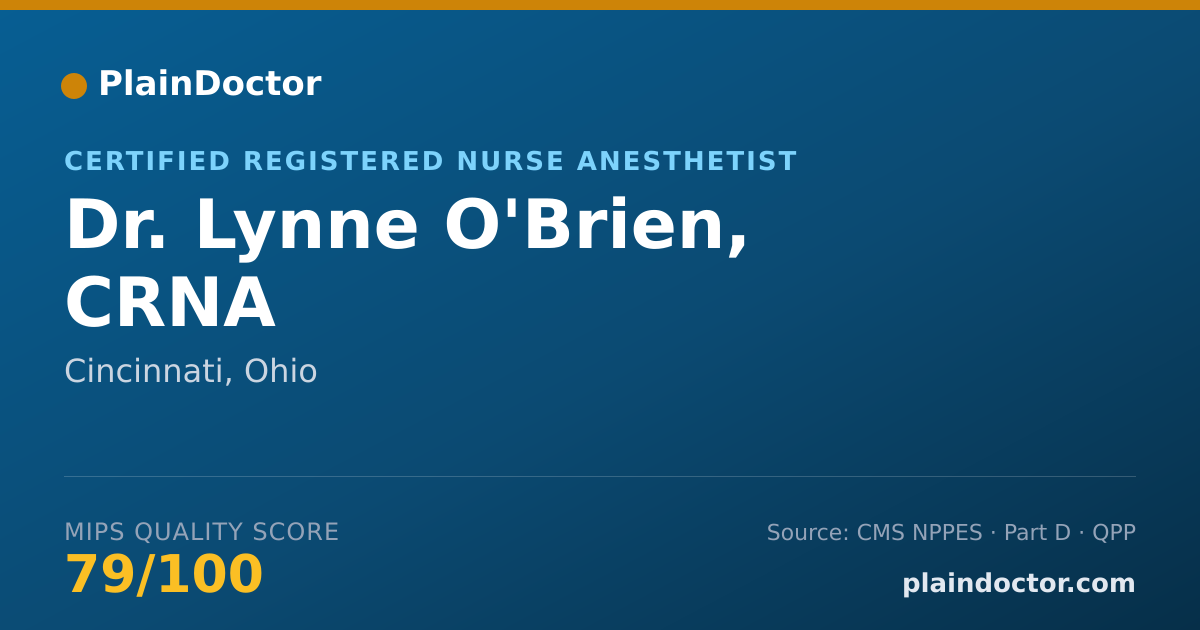 Shareable card for Lynne O'Brien, CRNA - Certified Registered Nurse Anesthetist, Cincinnati, OH