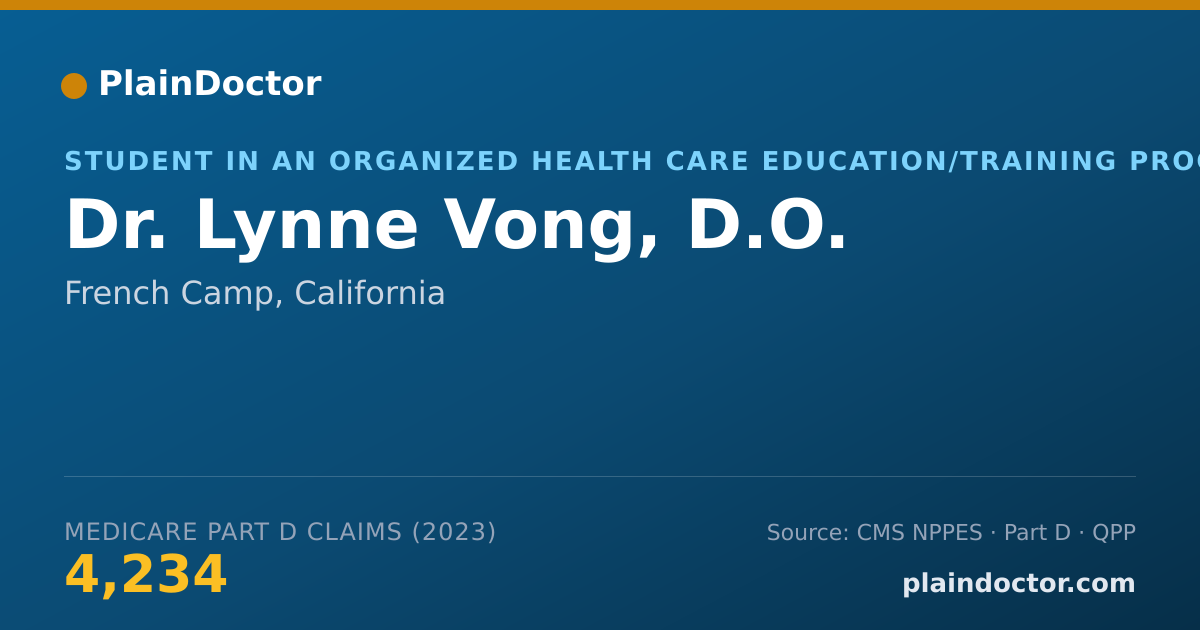Shareable card for Lynne Vong, D.O. - Student in an Organized Health Care Education/Training Program, French Camp, CA