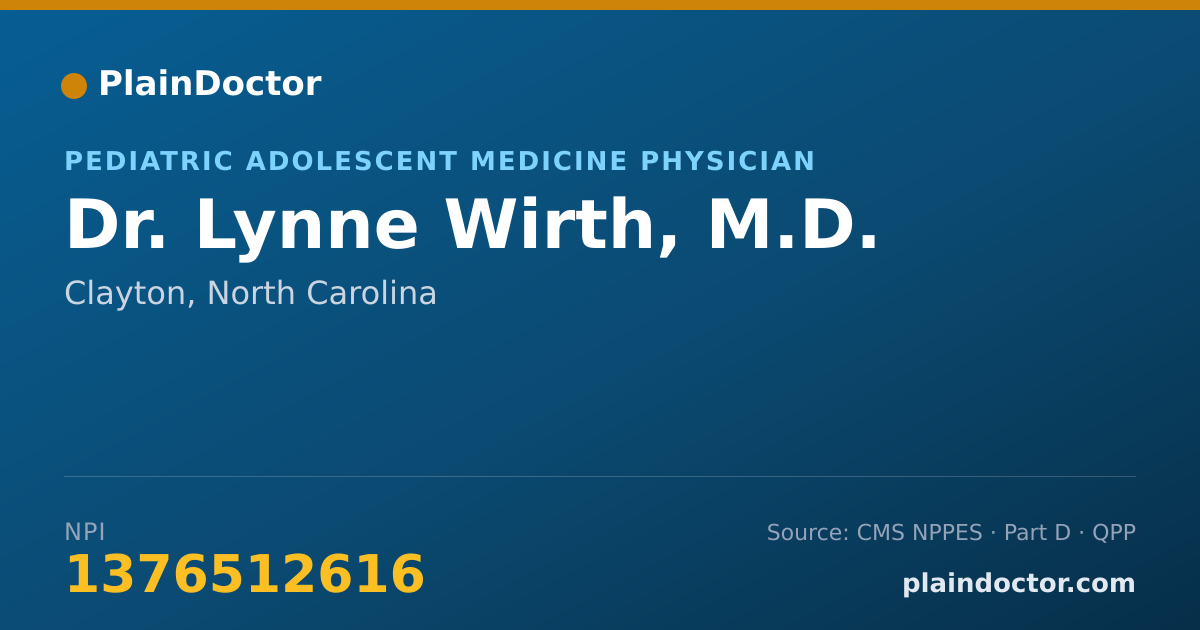 Shareable card for Lynne Wirth, M.D. - Pediatric Adolescent Medicine Physician, Clayton, NC