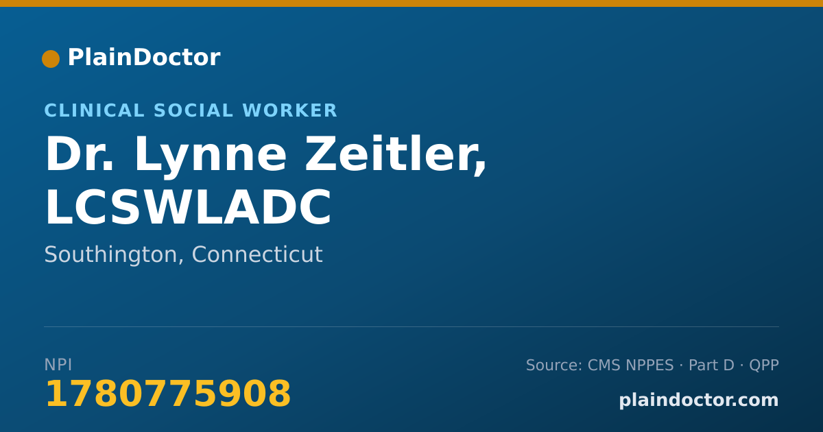 Shareable card for Lynne Zeitler, LCSWLADC - Clinical Social Worker, Southington, CT