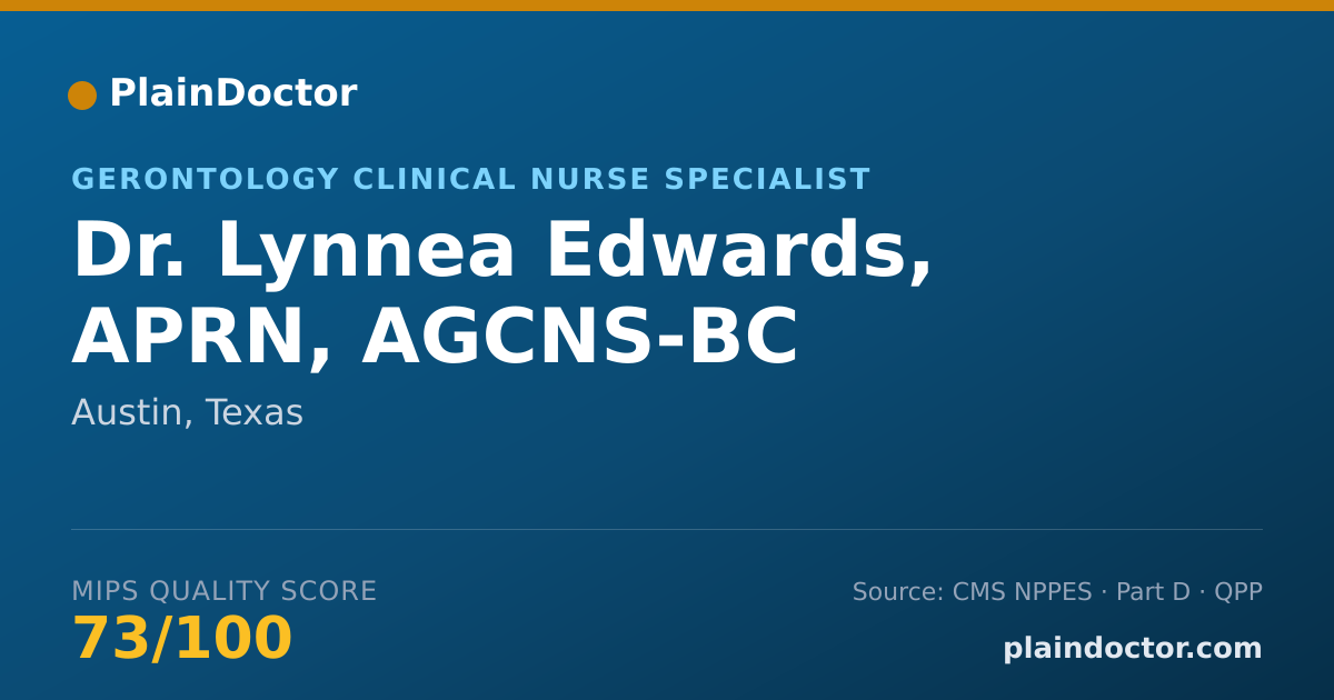 Shareable card for Lynnea Edwards, APRN, AGCNS-BC - Gerontology Clinical Nurse Specialist, Austin, TX