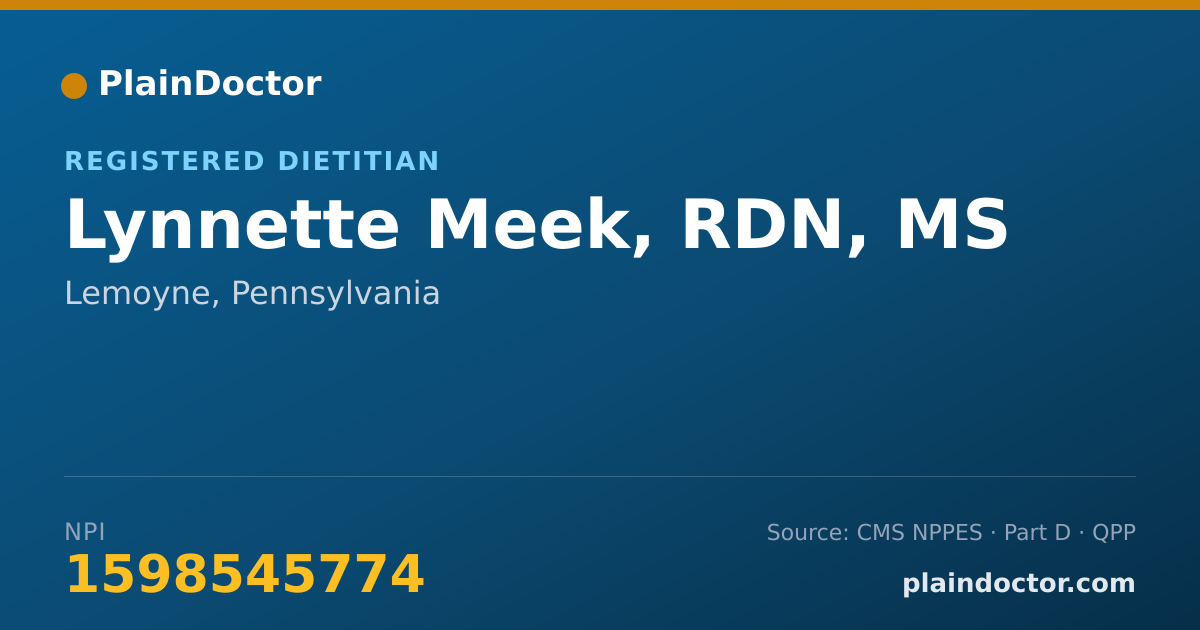 Shareable card for Lynnette Meek, RDN, MS - Registered Dietitian, Lemoyne, PA
