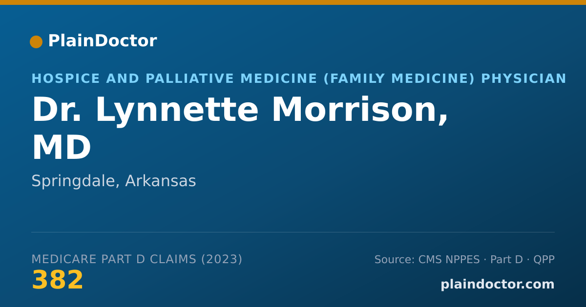 Shareable card for Lynnette Morrison, MD - Hospice and Palliative Medicine (Family Medicine) Physician, Springdale, AR