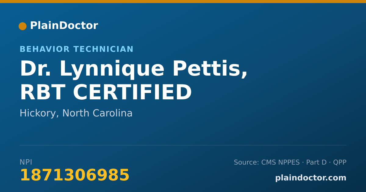 Shareable card for Lynnique Pettis, RBT CERTIFIED - Behavior Technician, Hickory, NC