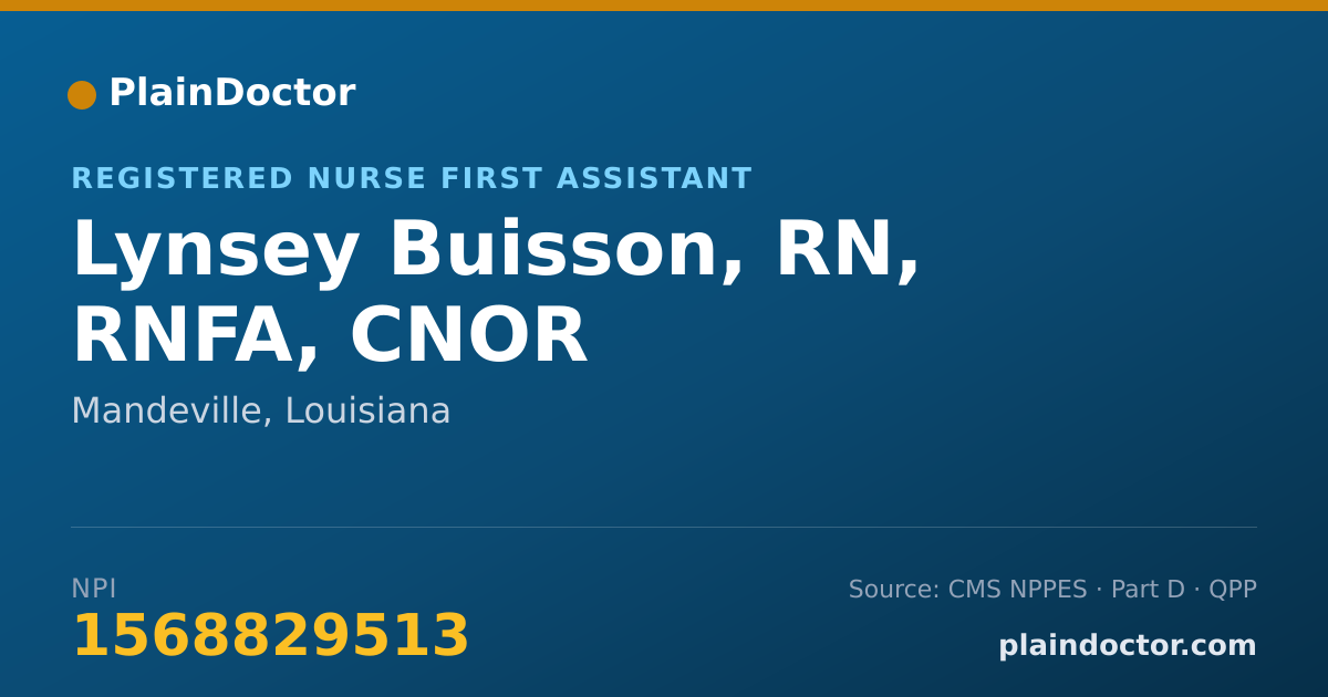 Shareable card for Lynsey Buisson, RN, RNFA, CNOR - Registered Nurse First Assistant, Mandeville, LA