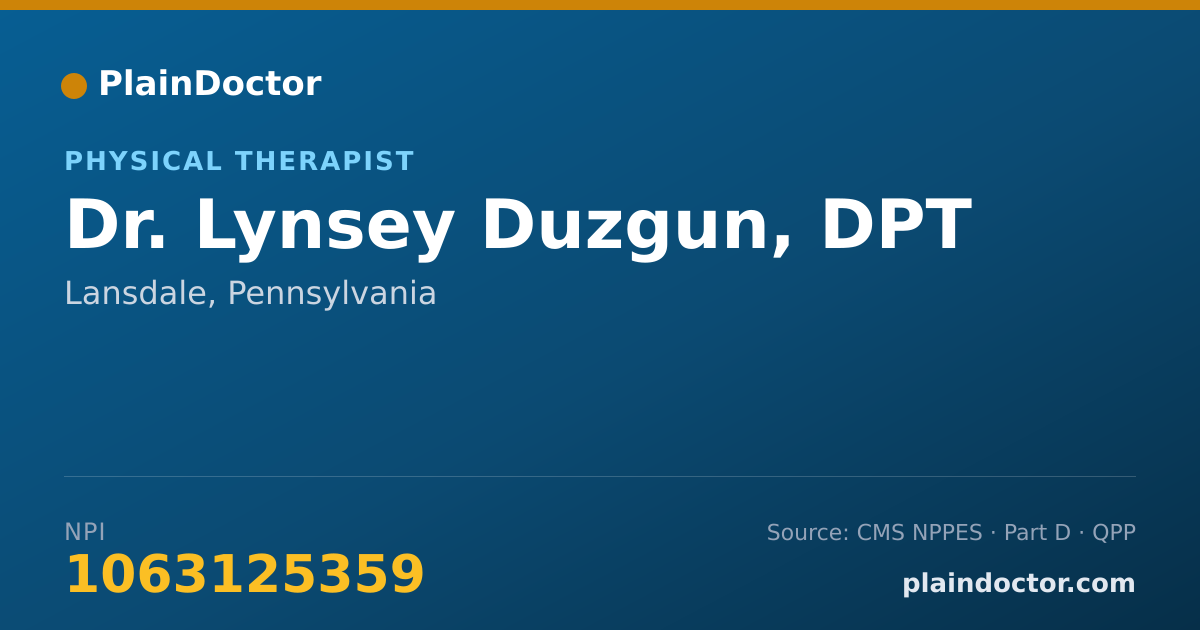 Shareable card for Lynsey Duzgun, DPT - Physical Therapist, Lansdale, PA