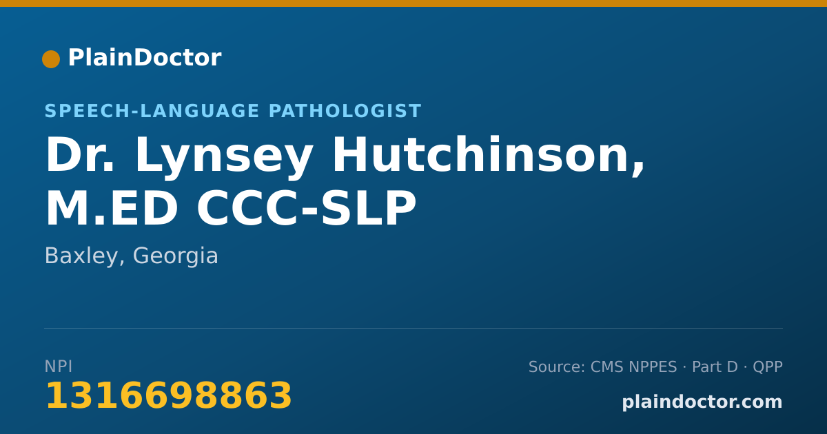 Shareable card for Lynsey Hutchinson, M.ED CCC-SLP - Speech-Language Pathologist, Baxley, GA