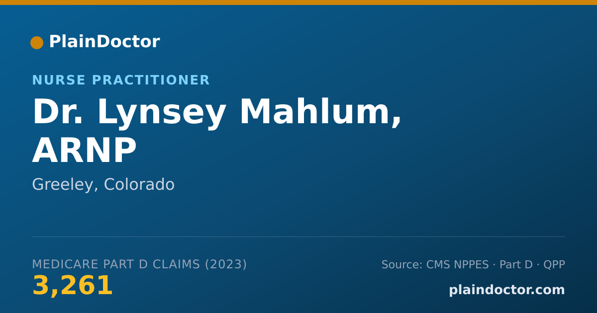 Shareable card for Lynsey Mahlum, ARNP - Nurse Practitioner, Greeley, CO