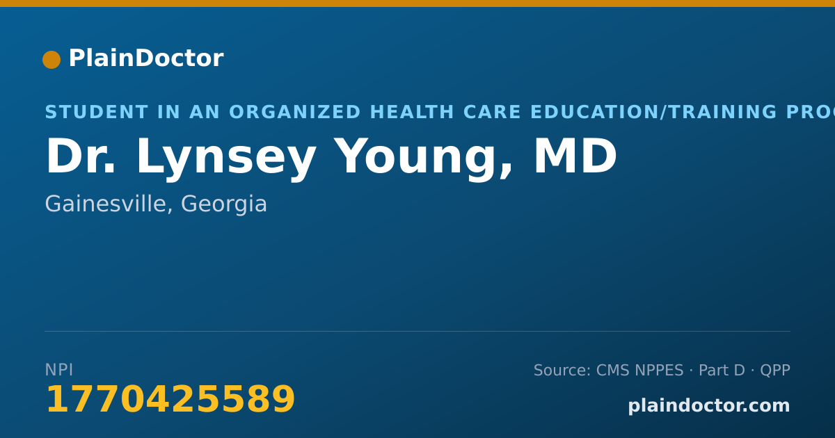 Shareable card for Lynsey Young, MD - Student in an Organized Health Care Education/Training Program, Gainesville, GA