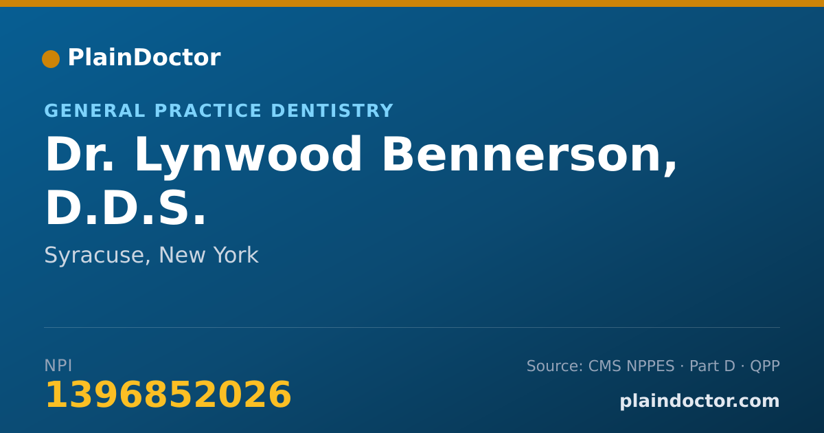 Shareable card for Lynwood Bennerson, D.D.S. - General Practice Dentistry, Syracuse, NY