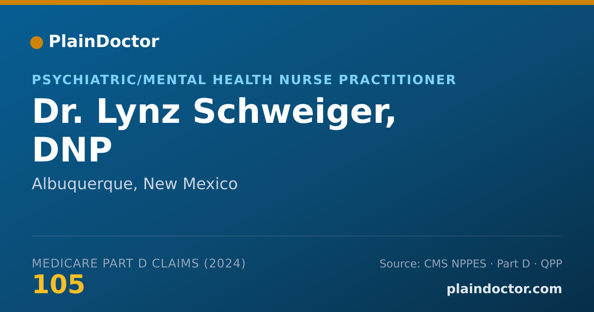 Shareable card for Lynz Schweiger, DNP - Psychiatric/Mental Health Nurse Practitioner, Albuquerque, NM