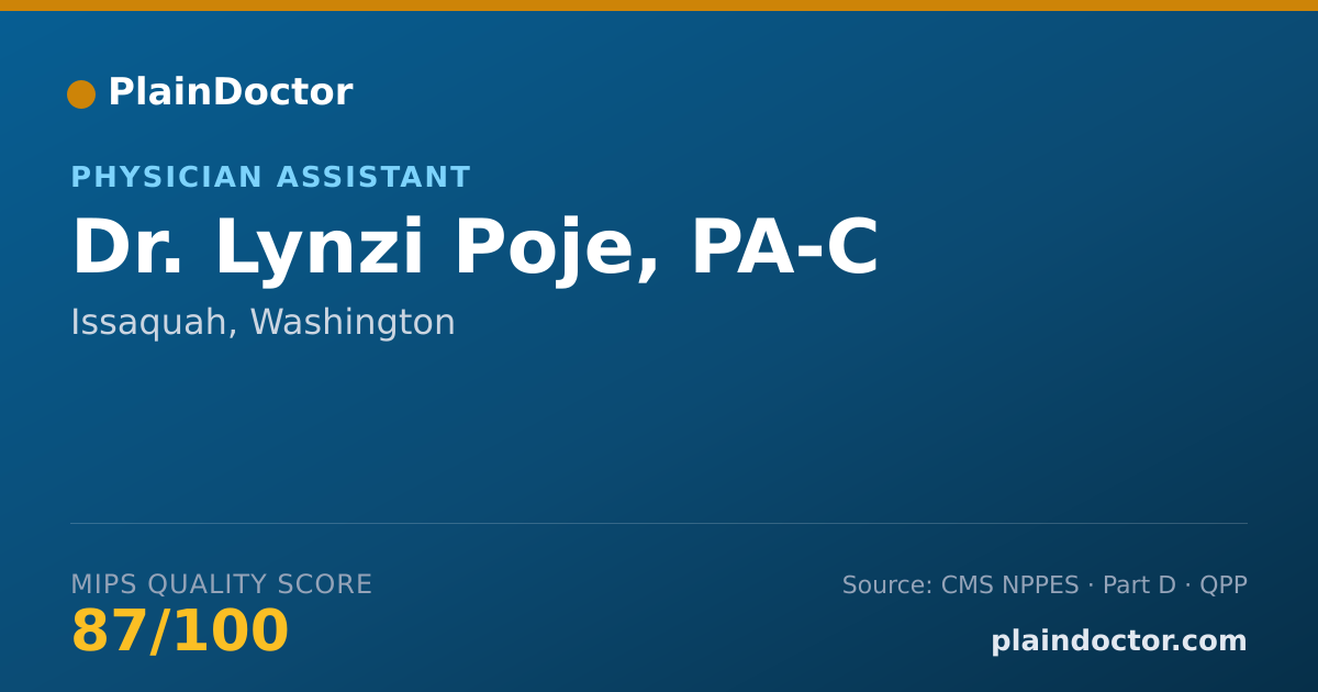Shareable card for Lynzi Poje, PA-C - Physician Assistant, Issaquah, WA