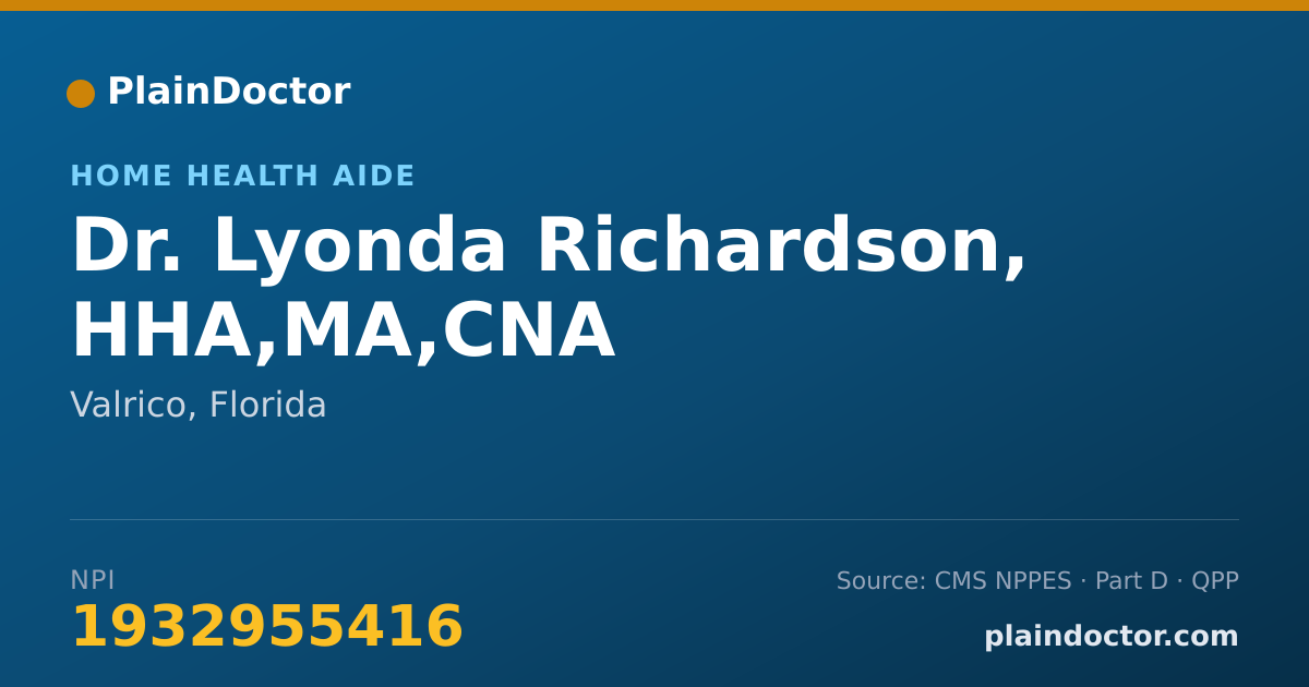 Shareable card for Lyonda Richardson, HHA,MA,CNA - Home Health Aide, Valrico, FL