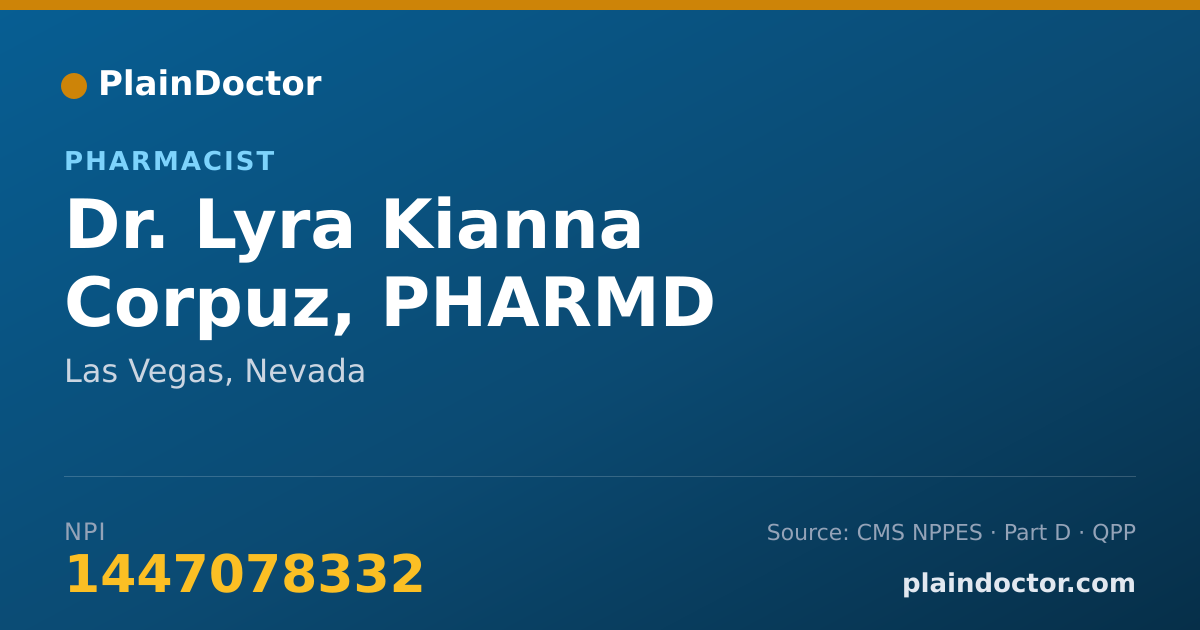 Shareable card for Lyra Kianna Corpuz, PHARMD - Pharmacist, Las Vegas, NV