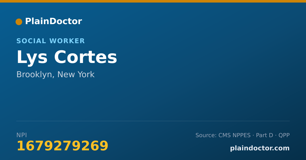 Shareable card for Lys Cortes - Social Worker, Brooklyn, NY