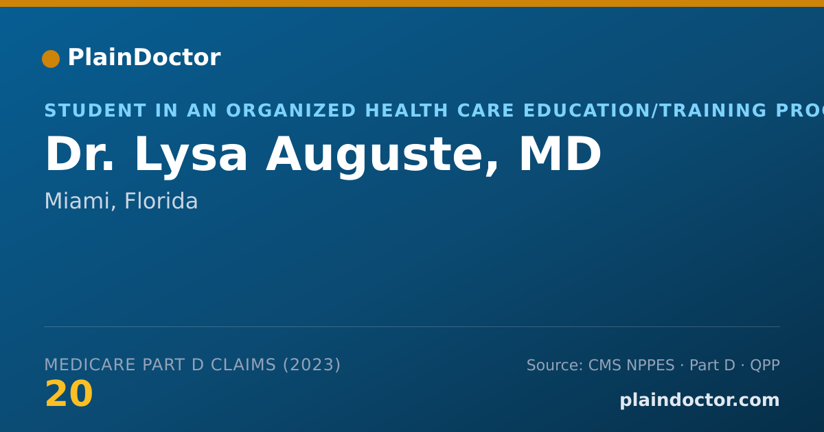 Shareable card for Lysa Auguste, MD - Student in an Organized Health Care Education/Training Program, Miami, FL