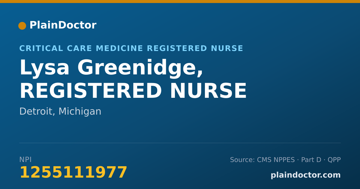Shareable card for Lysa Greenidge, REGISTERED NURSE - Critical Care Medicine Registered Nurse, Detroit, MI