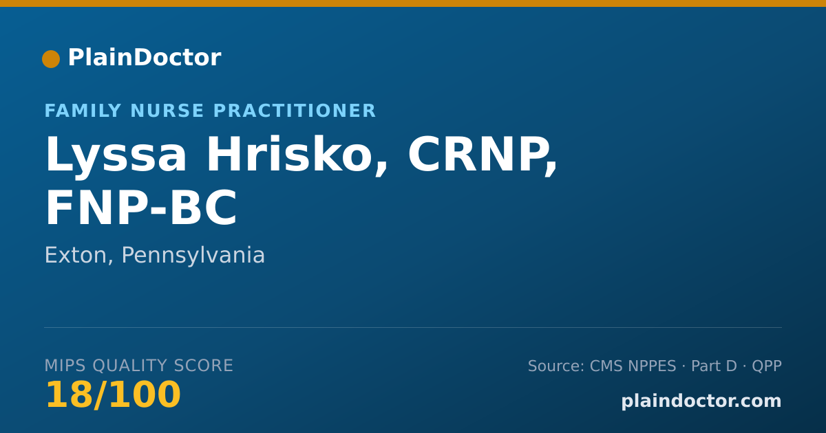 Shareable card for Lyssa Hrisko, CRNP, FNP-BC - Family Nurse Practitioner, Exton, PA