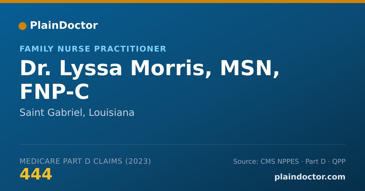 Shareable card for Lyssa Morris, MSN, FNP-C - Family Nurse Practitioner, Saint Gabriel, LA