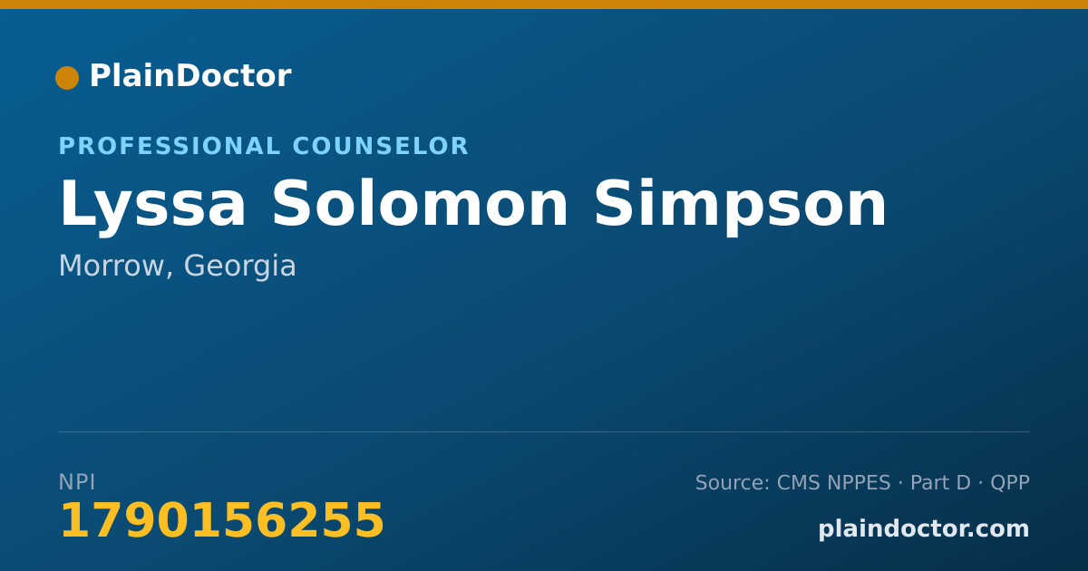 Shareable card for Lyssa Solomon Simpson - Professional Counselor, Morrow, GA