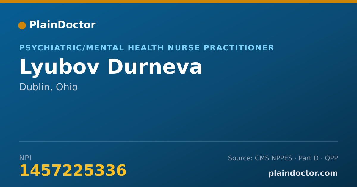 Shareable card for Lyubov Durneva - Psychiatric/Mental Health Nurse Practitioner, Dublin, OH