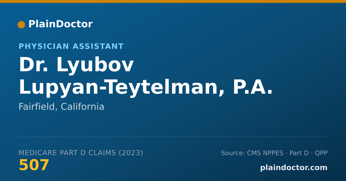 Shareable card for Lyubov Lupyan-Teytelman, P.A. - Physician Assistant, Fairfield, CA