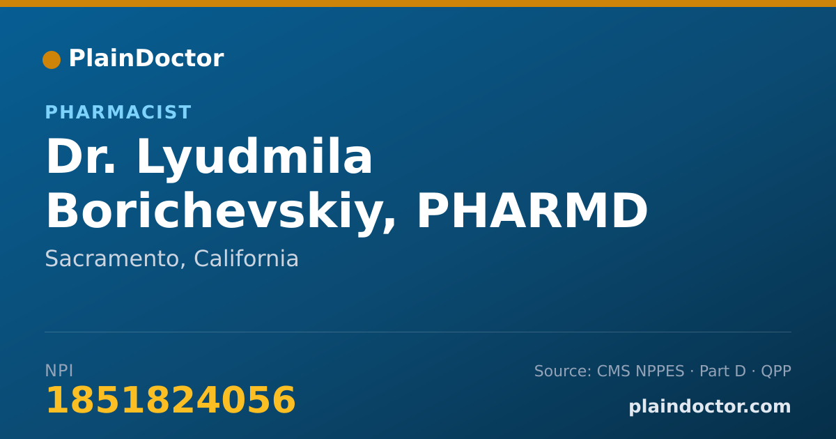 Shareable card for Lyudmila Borichevskiy, PHARMD - Pharmacist, Sacramento, CA