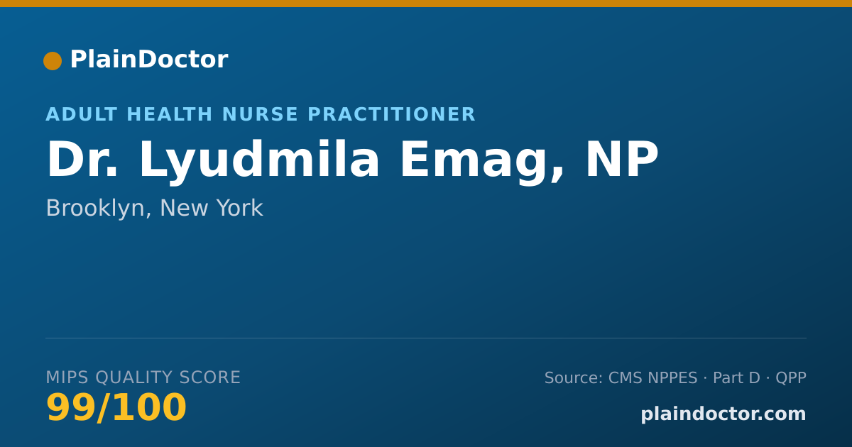 Shareable card for Lyudmila Emag, NP - Adult Health Nurse Practitioner, Brooklyn, NY