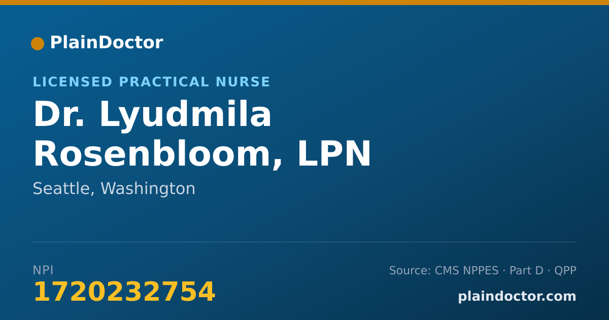 Shareable card for Lyudmila Rosenbloom, LPN - Licensed Practical Nurse, Seattle, WA