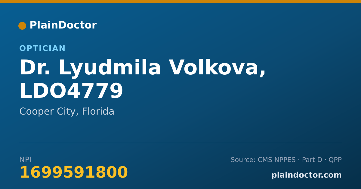Shareable card for Lyudmila Volkova, LDO4779 - Optician, Cooper City, FL
