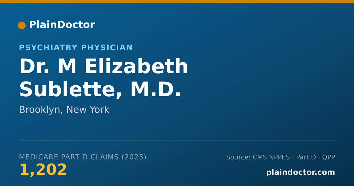 Shareable card for M Elizabeth Sublette, M.D. - Psychiatry Physician, Brooklyn, NY