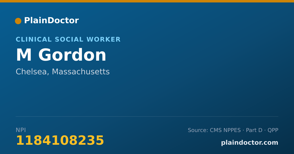Shareable card for M Gordon - Clinical Social Worker, Chelsea, MA