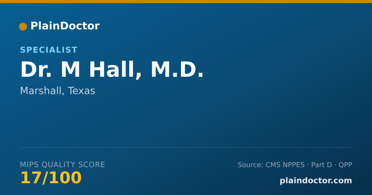Shareable card for M Hall, M.D. - Specialist, Marshall, TX