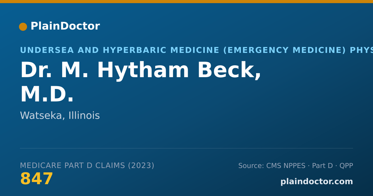 Shareable card for M. Hytham Beck, M.D. - Undersea and Hyperbaric Medicine (Emergency Medicine) Physician, Watseka, IL