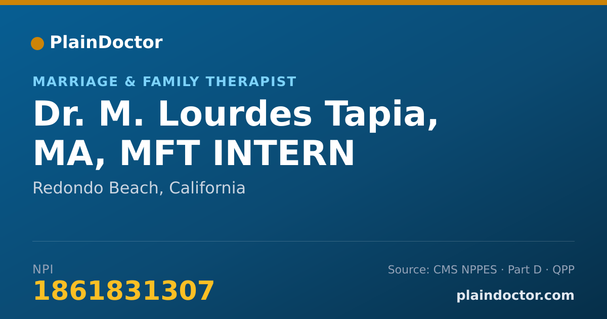 Shareable card for M. Lourdes Tapia, MA, MFT INTERN - Marriage & Family Therapist, Redondo Beach, CA