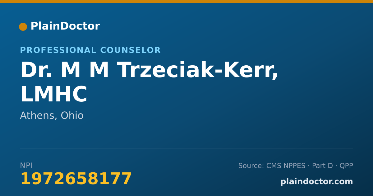 Shareable card for M M Trzeciak-Kerr, LMHC - Professional Counselor, Athens, OH