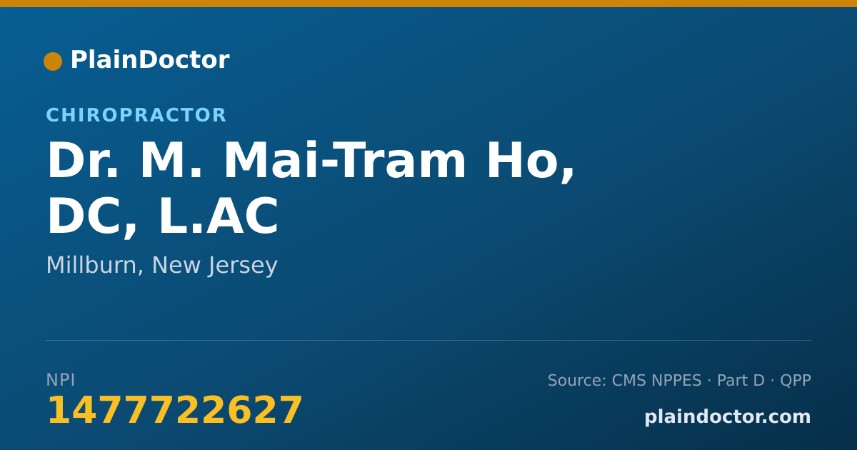 Shareable card for M. Mai-Tram Ho, DC, L.AC - Chiropractor, Millburn, NJ