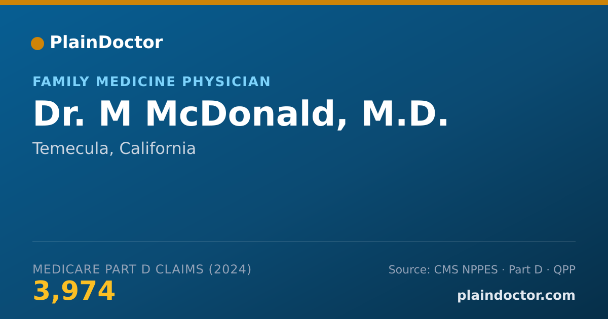 Shareable card for M McDonald, M.D. - Family Medicine Physician, Temecula, CA