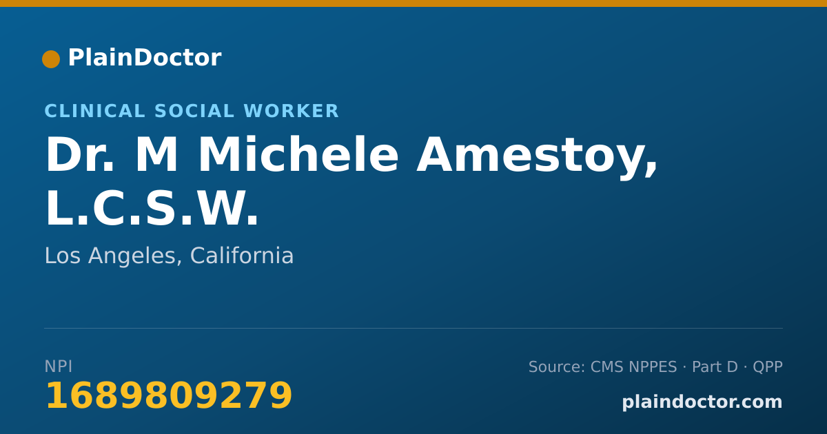 Shareable card for M Michele Amestoy, L.C.S.W. - Clinical Social Worker, Los Angeles, CA