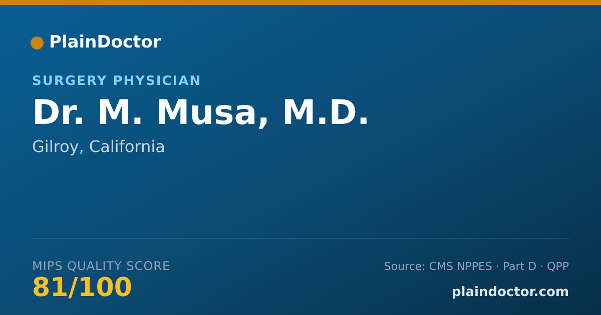 Shareable card for M. Musa, M.D. - Surgery Physician, Gilroy, CA