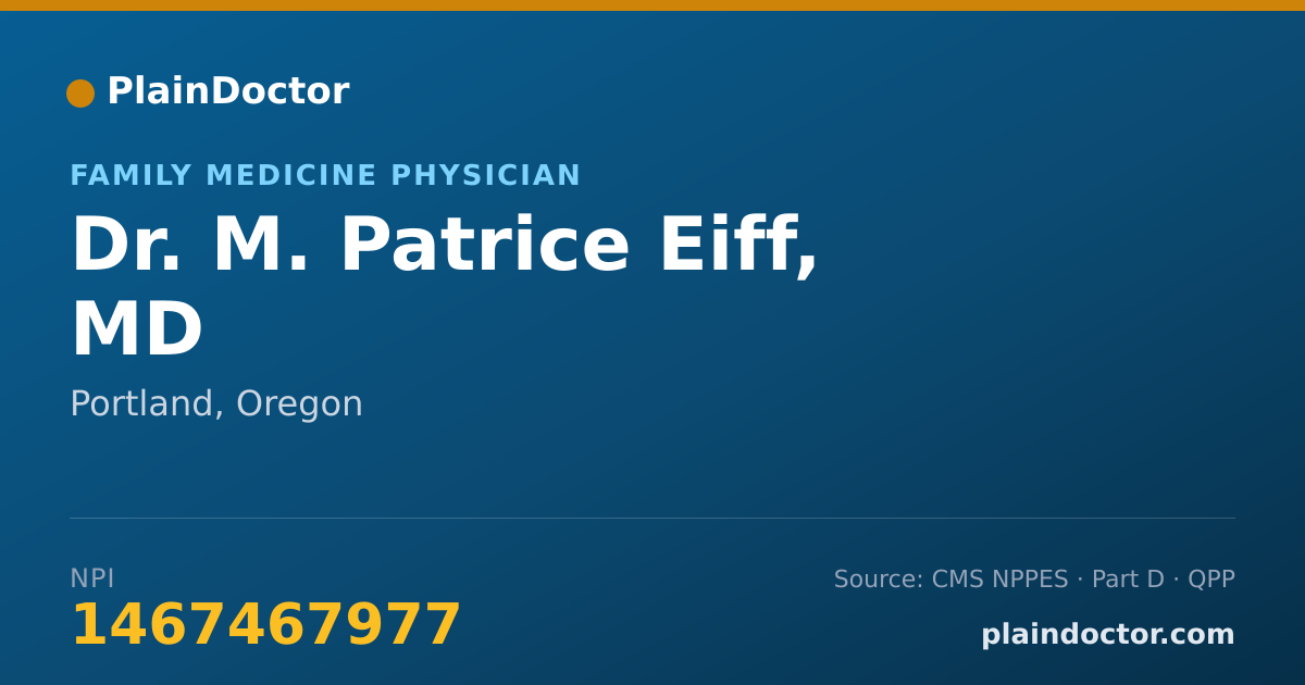 Shareable card for M. Patrice Eiff, MD - Family Medicine Physician, Portland, OR