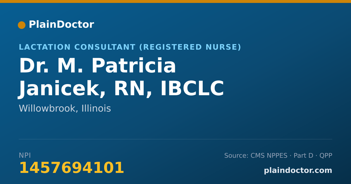 Shareable card for M. Patricia Janicek, RN, IBCLC - Lactation Consultant (Registered Nurse), Willowbrook, IL