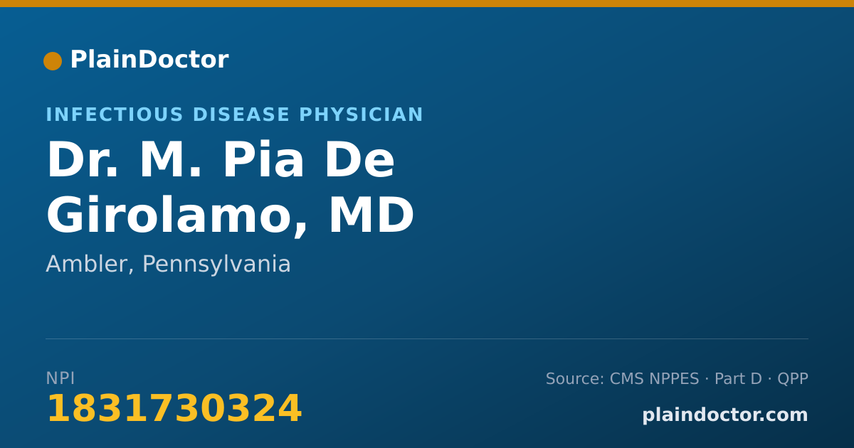 Shareable card for M. Pia De Girolamo, MD - Infectious Disease Physician, Ambler, PA