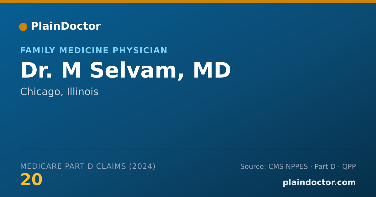 Shareable card for M Selvam, MD - Family Medicine Physician, Chicago, IL