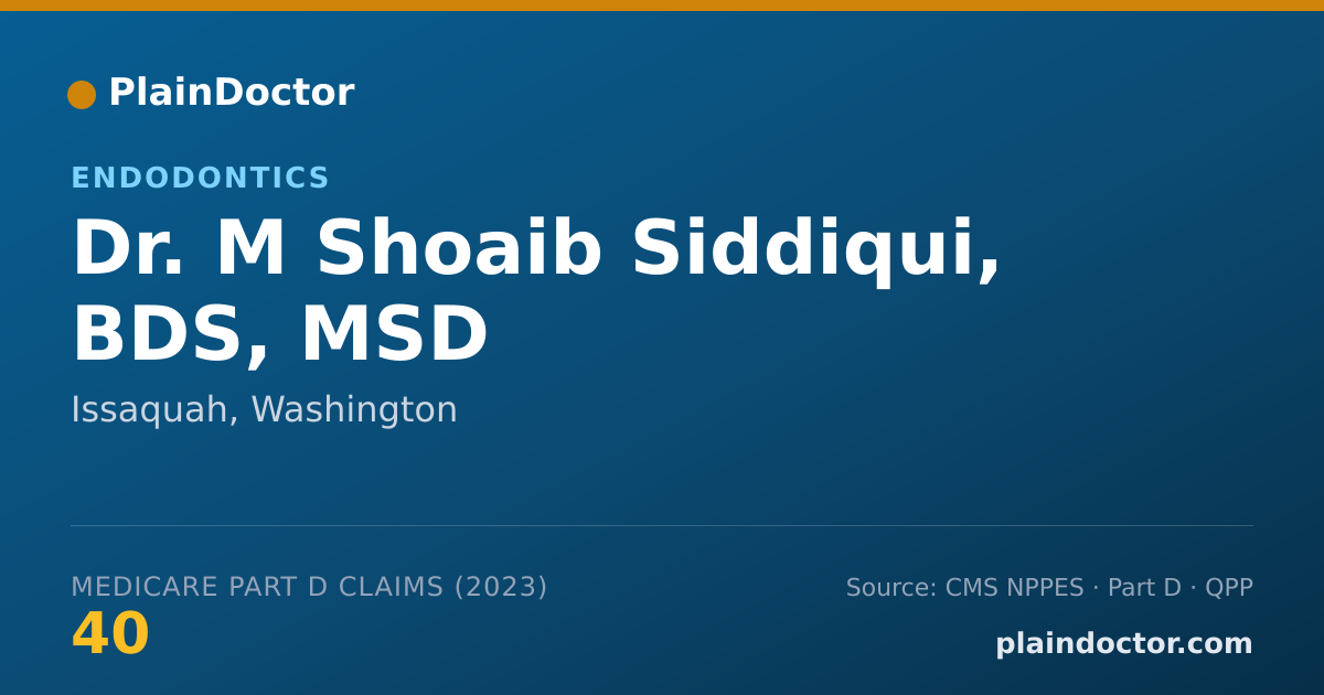 Shareable card for M Shoaib Siddiqui, BDS, MSD - Endodontics, Issaquah, WA