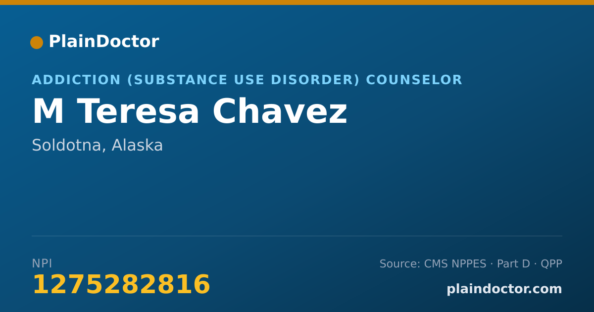 Shareable card for M Teresa Chavez - Addiction (Substance Use Disorder) Counselor, Soldotna, AK