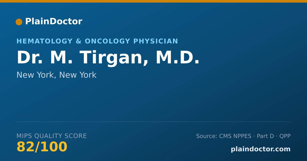 Shareable card for M. Tirgan, M.D. - Hematology & Oncology Physician, New York, NY