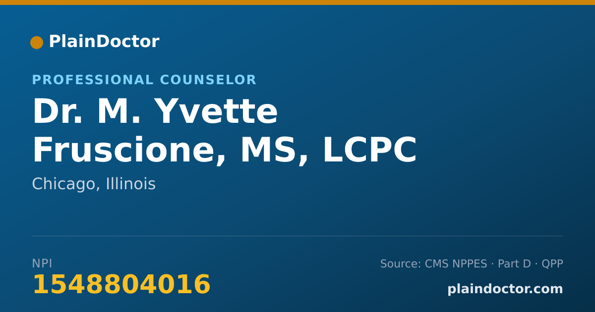 Shareable card for M. Yvette Fruscione, MS, LCPC - Professional Counselor, Chicago, IL