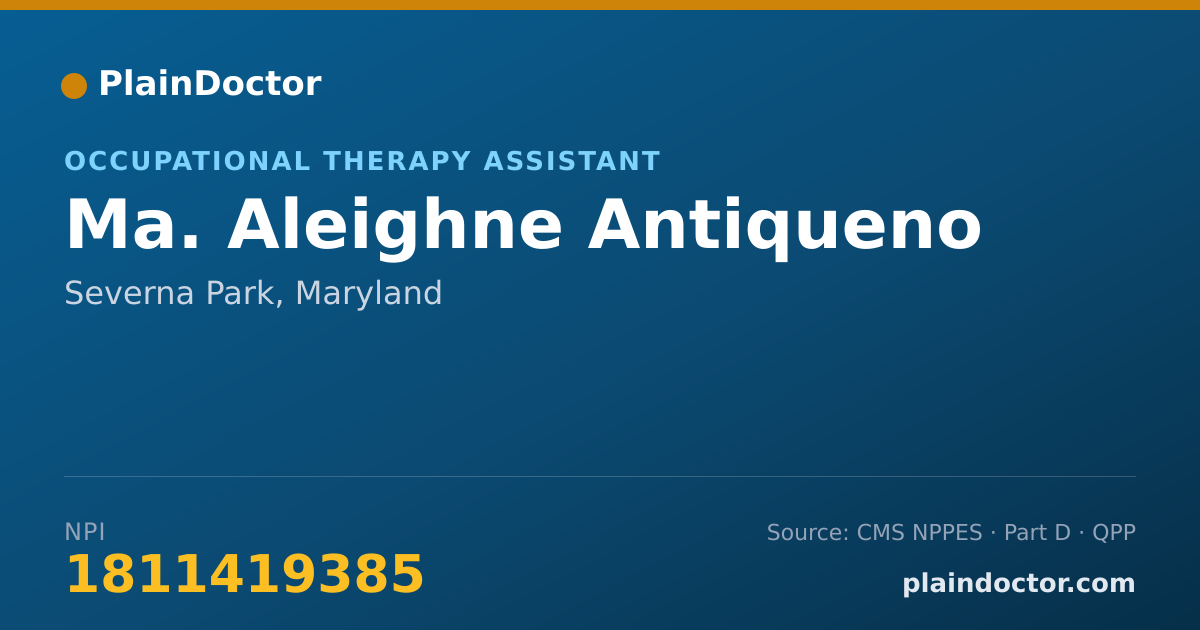 Shareable card for Ma. Aleighne Antiqueno - Occupational Therapy Assistant, Severna Park, MD